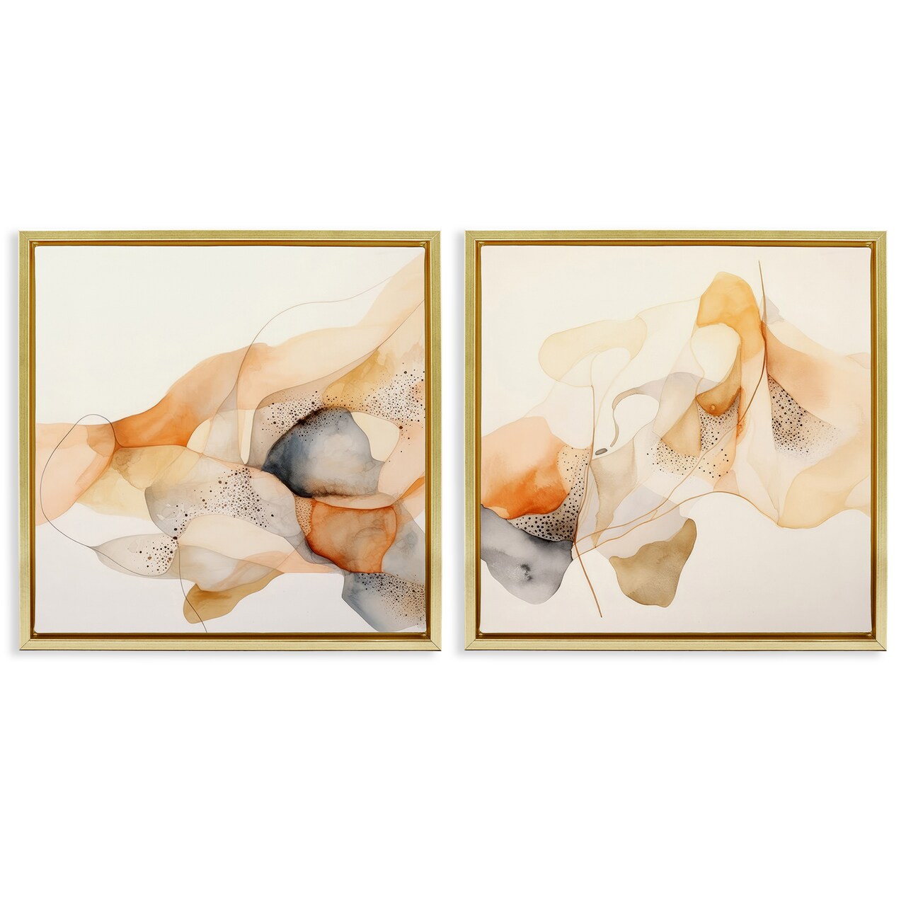 Stupell Industries Abstract Peach Watercolor Shapes 2 pc Framed Floater Canvas Wall Art Set Design by Irena Orlov